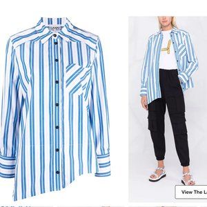 New GANNI asymmetric wavy shirt Organic cotton Size 34